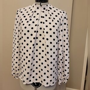White Blouse with Black Polka Dots